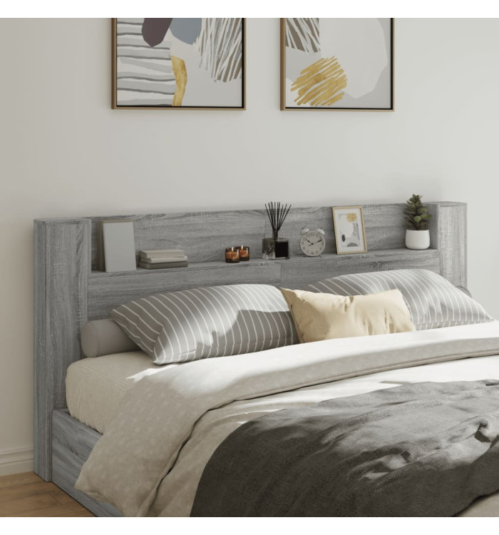 Armoire tête de lit avec LED sonoma gris 220x16,5x103,5 cm | Mobilier & Déco
