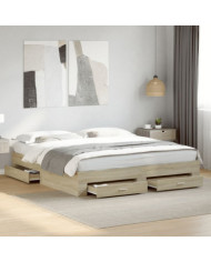 Cadre de lit avec tiroirs sans matelas chêne sonoma 180x200 cm | Mobilier & Déco