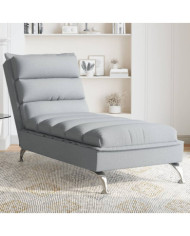 Chaise longue avec coussins gris clair tissu | Mobilier & Déco
