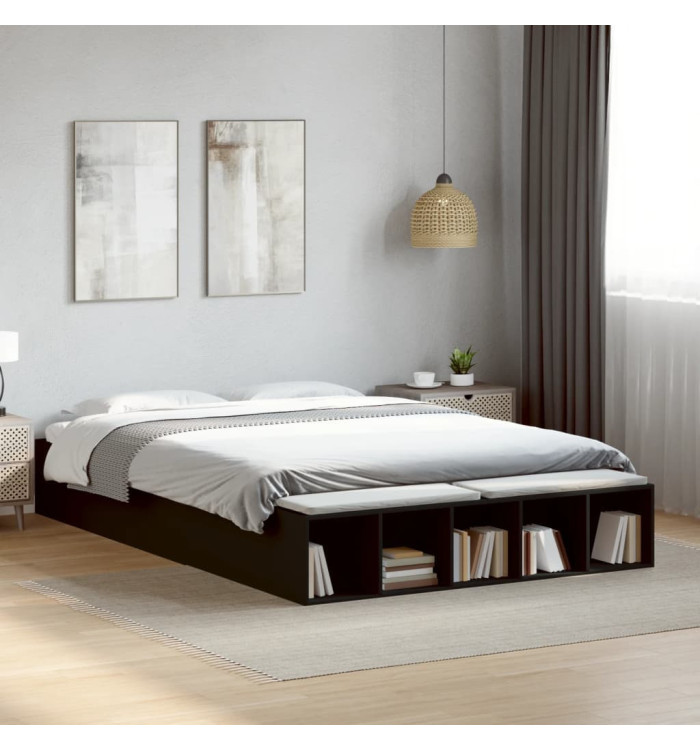 Cadre de lit sans matelas noir 160x200 cm | Mobilier & Déco