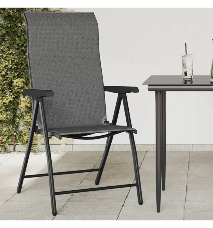Chaises pliables de jardin lot de 8 gris résine tressée | Mobilier & Déco