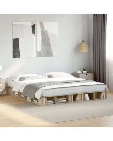 Cadre de lit sans matelas chêne sonoma 180x200 cm | Mobilier & Déco