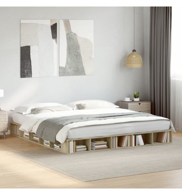 Cadre de lit sans matelas chêne sonoma 180x200 cm | Mobilier & Déco