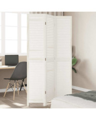 Cloison de séparation 3 panneaux blanc bois de paulownia massif | Mobilier & Déco