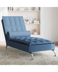 Chaise longue de massage avec traversin bleu tissu | Mobilier & Déco