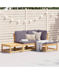 Salon de jardin 4 pcs avec coussins Bois d'acacia solide | Mobilier & Déco