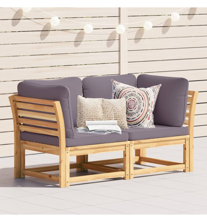 Canapé de jardin avec coussins 2 places bois massif d'acacia | Mobilier & Déco