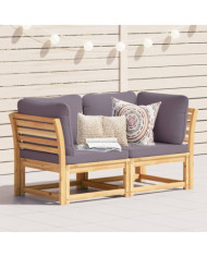 Canapé de jardin avec coussins 2 places bois massif d'acacia | Mobilier & Déco