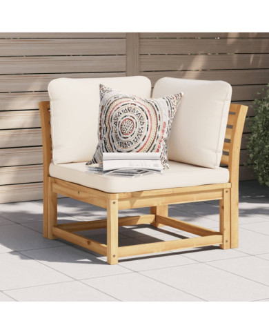 Canapé d'angle de jardin coussins 73x73x65cm bois massif acacia | Mobilier & Déco