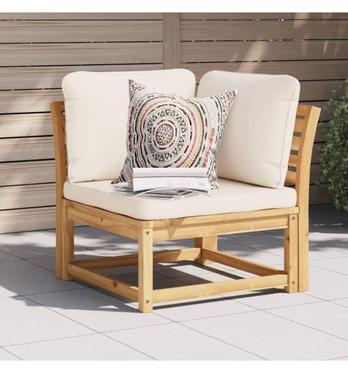 Canapé d'angle de jardin coussins 73x73x65cm bois massif acacia | Mobilier & Déco