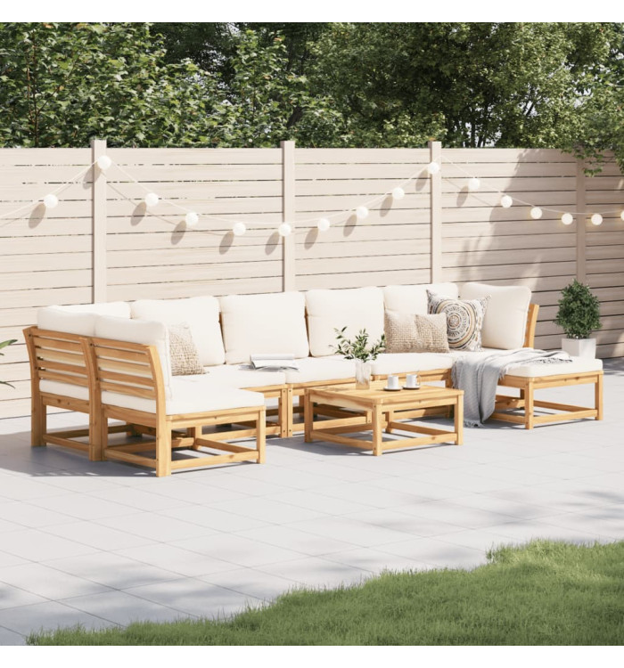 Salon de jardin avec coussins 8 pcs bois massif d'acacia | Mobilier & Déco