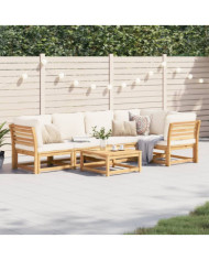 Salon de jardin 6 pcs avec coussins bois d'acacia solide | Mobilier & Déco