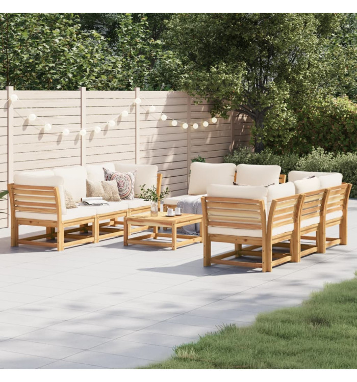 Salon de jardin avec coussins 9 pcs bois massif d'acacia | Mobilier & Déco