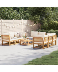 Salon de jardin avec coussins 9 pcs bois massif d'acacia | Mobilier & Déco