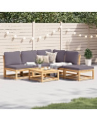 Salon de jardin 6 pcs avec coussins bois d'acacia solide | Mobilier & Déco