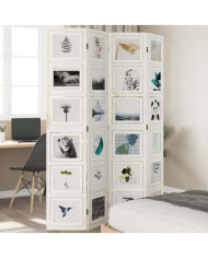 Cloison de séparation 4 panneaux blanc bois de paulownia massif | Mobilier & Déco