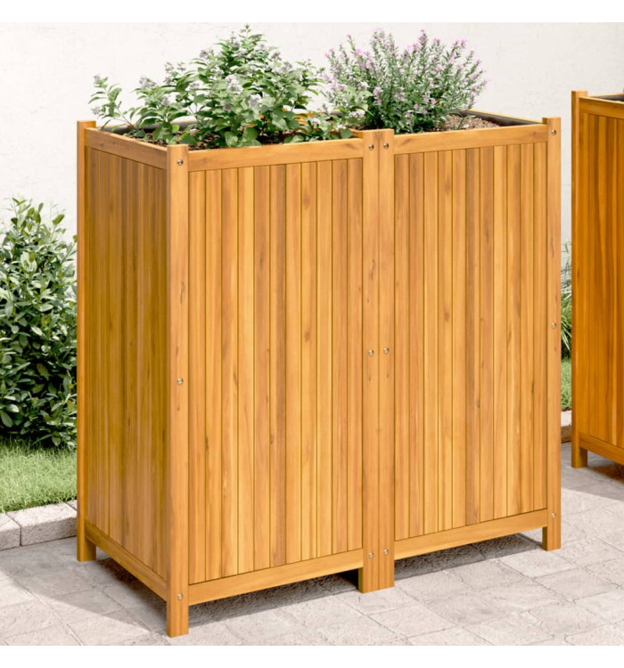 Jardinière avec doublure 100x50x100 cm bois massif d'acacia | Mobilier & Déco
