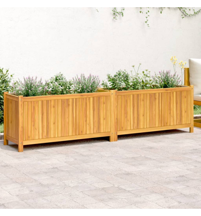 Jardinière avec doublure 199x38,5x50 cm bois massif d'acacia | Mobilier & Déco
