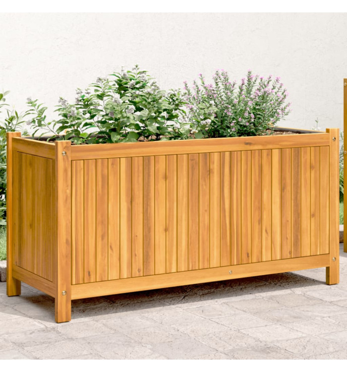 Jardinière avec doublure 99,5x38x50 cm bois massif d'acacia | Mobilier & Déco