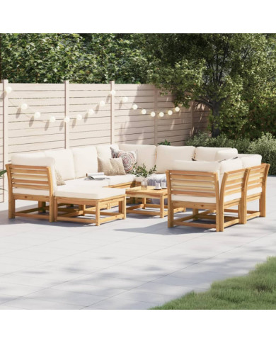 Salon de jardin avec coussins 10 pcs bois massif d'acacia | Mobilier & Déco
