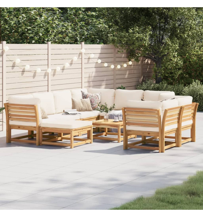 Salon de jardin avec coussins 10 pcs bois massif d'acacia | Mobilier & Déco
