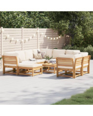 Salon de jardin avec coussins 10 pcs bois massif d'acacia | Mobilier & Déco