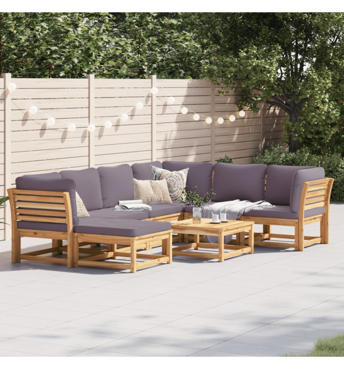 Salon de jardin avec coussins 8 pcs bois massif d'acacia | Mobilier & Déco