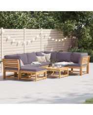 Salon de jardin avec coussins 8 pcs bois massif d'acacia | Mobilier & Déco