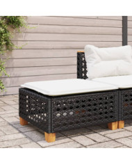 Tabouret de jardin et coussin noir 63,5x56x32 cm résine tressée | Mobilier & Déco