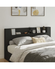 Armoire tête de lit avec LED noir 200x16,5x103,5 cm | Mobilier & Déco