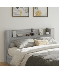 Armoire tête de lit avec LED sonoma gris 200x16,5x103,5 cm | Mobilier & Déco