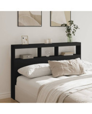 Armoire tête de lit avec LED noir 160x17x102 cm | Mobilier & Déco