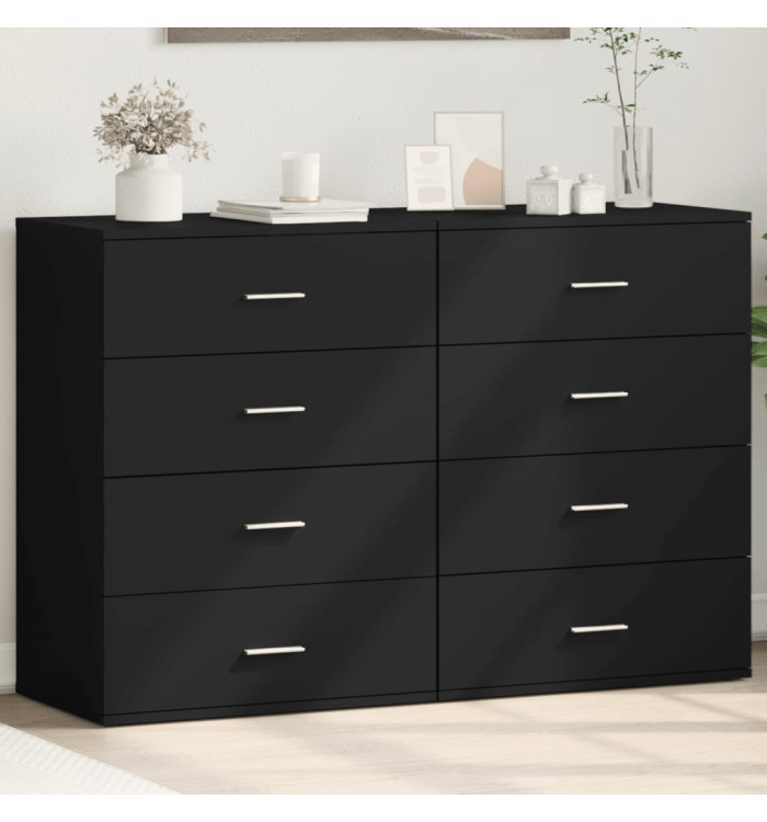 Buffets 2 pcs noir 60x39x80 cm bois d’ingénierie | Mobilier & Déco