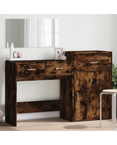 Ensemble de coiffeuse 3 pcs chêne fumé bois d'ingénierie | Mobilier & Déco