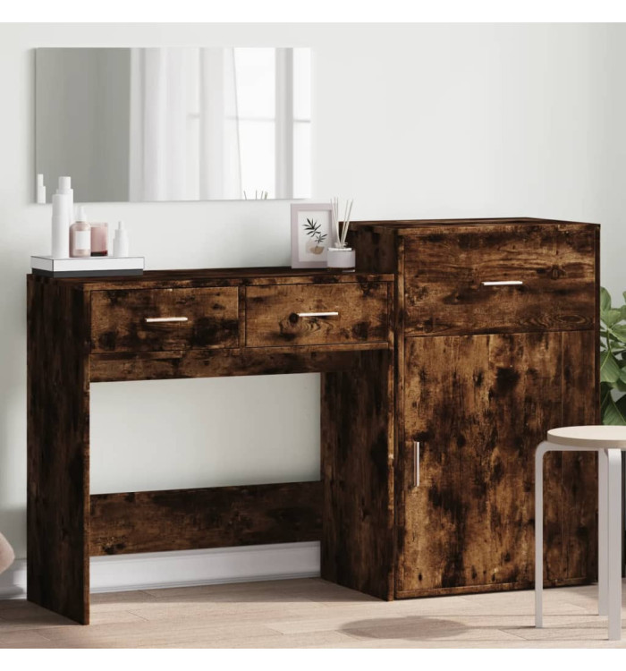 Ensemble de coiffeuse 3 pcs chêne fumé bois d'ingénierie | Mobilier & Déco
