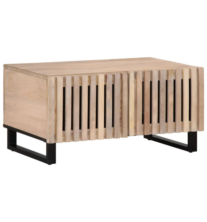 Table basse blanc 80x51x40 cm bois de manguier massif | Mobilier & Déco