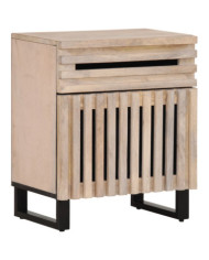 Table de chevet blanc 50x34x60 cm bois de manguier massif | Mobilier & Déco