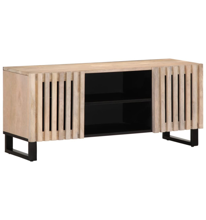Meuble TV blanc 105x34x46 cm bois massif de manguier | Mobilier & Déco