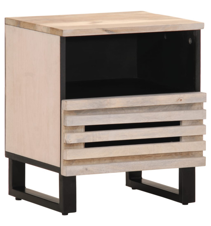 Table de chevet 40x34x46 cm bois de manguier massif blanchi | Mobilier & Déco