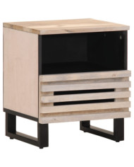 Table de chevet 40x34x46 cm bois de manguier massif blanchi | Mobilier & Déco