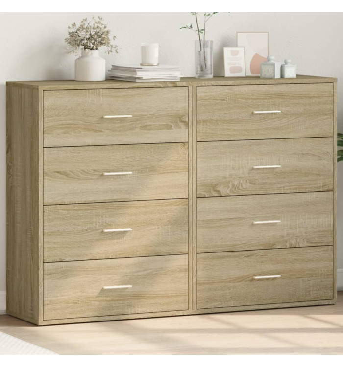 Buffets 2 pcs chêne sonoma 60x31x84 cm bois d'ingénierie | Mobilier & Déco