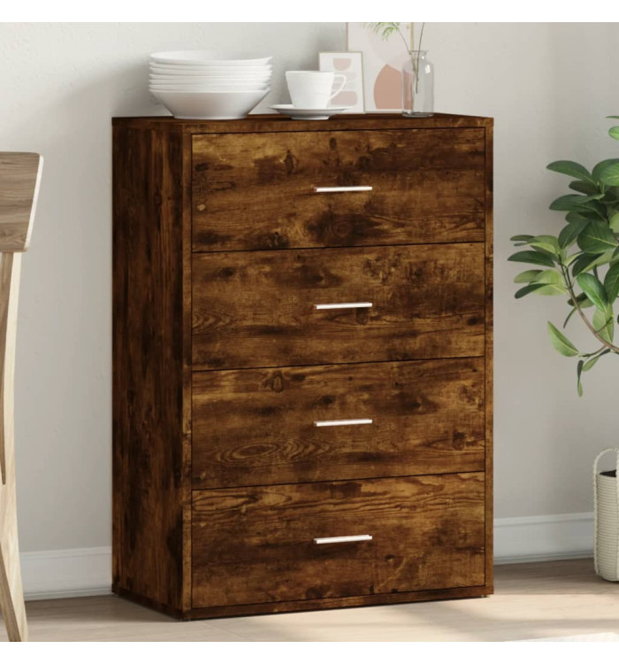 Buffet chêne fumé 60x31x84 cm bois d'ingénierie | Mobilier & Déco