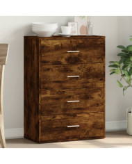 Buffet chêne fumé 60x31x84 cm bois d'ingénierie | Mobilier & Déco