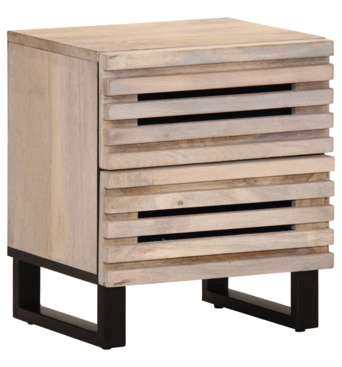 Table de chevet 40x34x46 cm bois de manguier massif blanchi | Mobilier & Déco