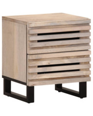 Table de chevet 40x34x46 cm bois de manguier massif blanchi | Mobilier & Déco