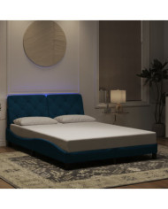Cadre de lit avec LED sans matelas bleu 140x190 cm velours | Mobilier & Déco
