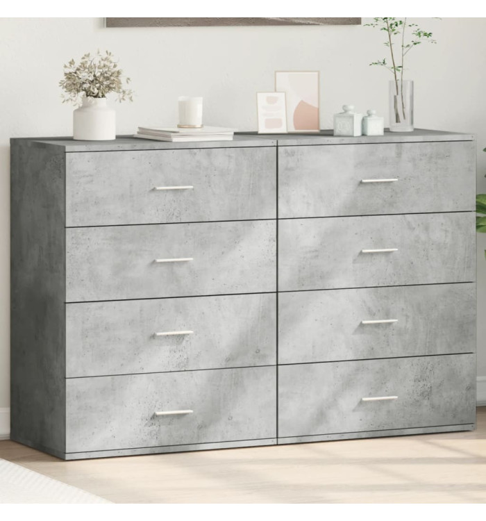 Buffets 2 pcs gris béton 60x39x80 cm bois d'ingénierie | Mobilier & Déco