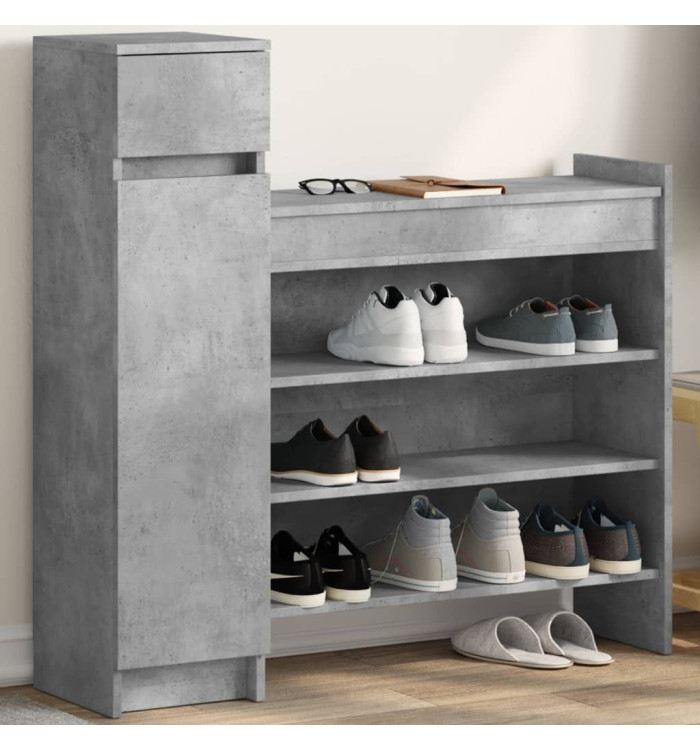Armoire à chaussures gris béton bois d'ingénierie | Mobilier & Déco
