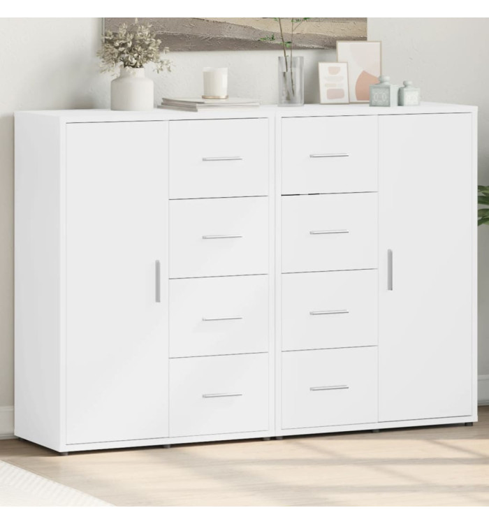 Buffets 2 pcs blanc 60x31x84 cm bois d'ingénierie | Mobilier & Déco