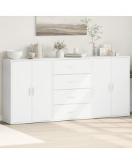 Buffets 3 pcs blanc 60x31x84 cm bois d'ingénierie | Mobilier & Déco